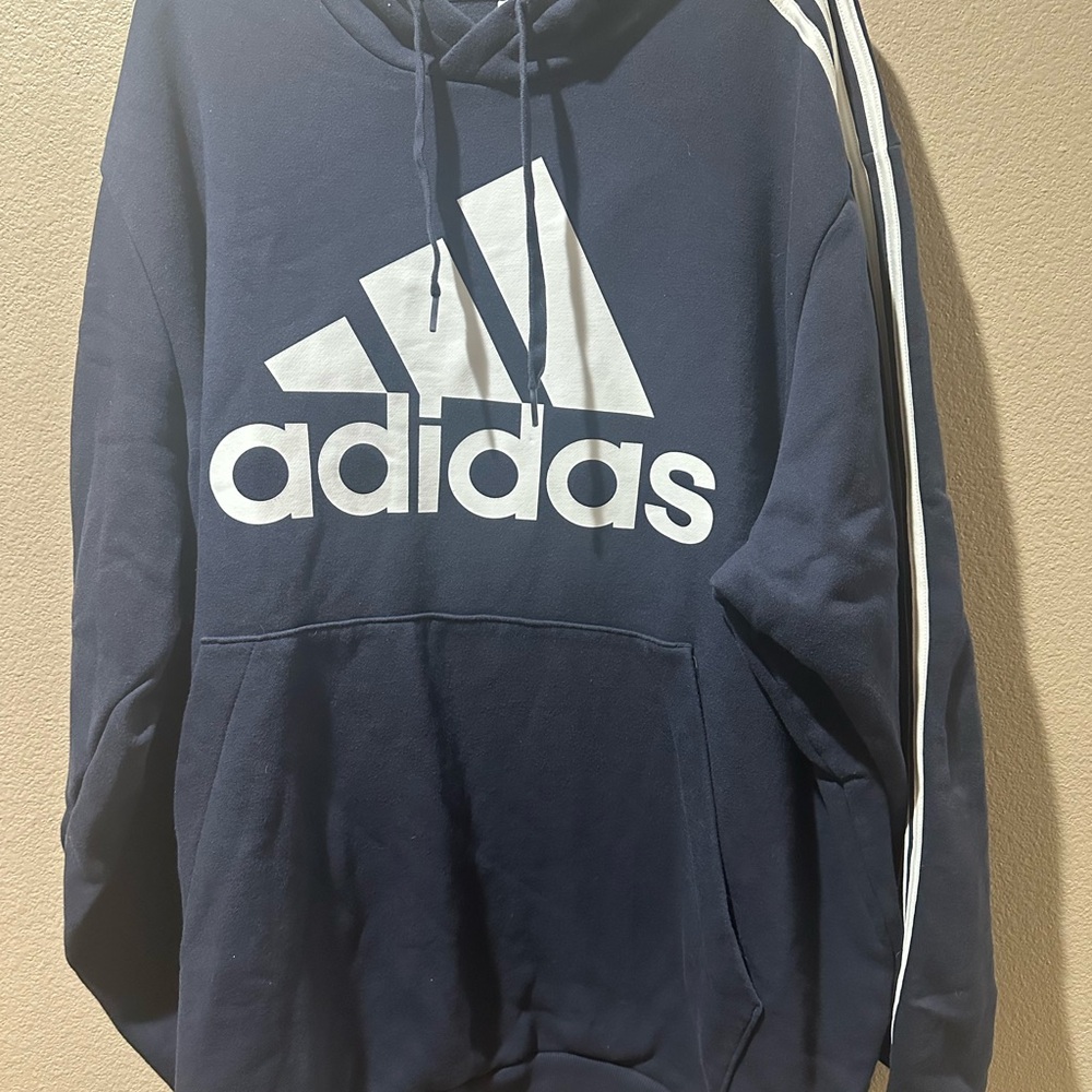Adidas 3XL T Men's Dark Blue Hoodie with White Stripes